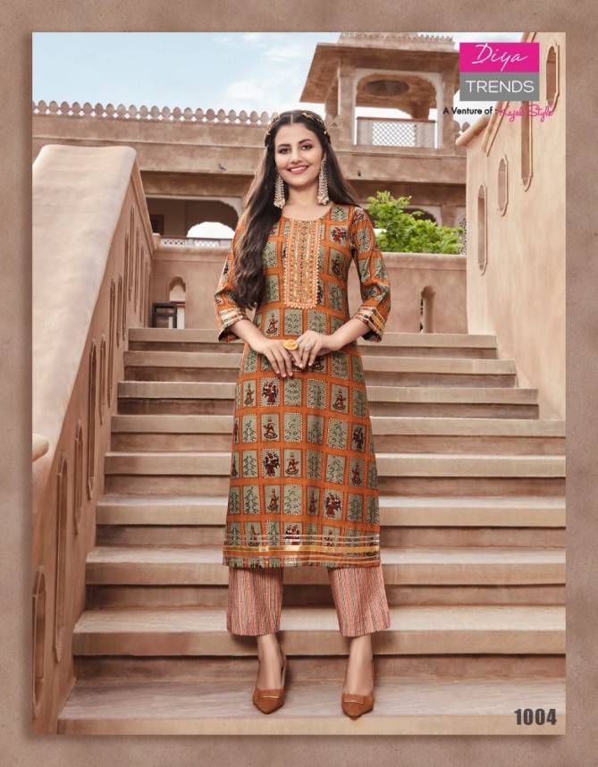 Goldy 1 Fancy Latest Designer Ethnic Wear Foil Print Kurti With Bottom Collection